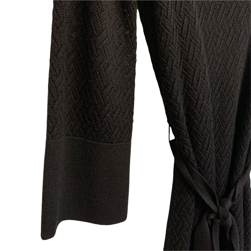 Calvin Klein Black Wool Cowl Neck Pointelle Sweater Dress Medium - Picture 8 of 12